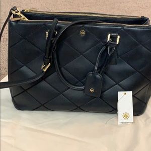 Tory Burch Robinson stitched double zip tote